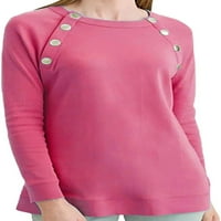 Cocopeaunt Women majica Dugme okrugli vrat Čvrsti vrhovi Ležerni džemper s dugim rukavima