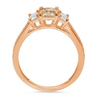 1.82ct Smaragdni rez Champagne Simulirani dijamant 14K Rose Gold Gold Angažovanje kamena prstena veličine