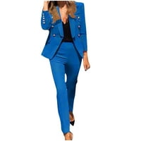Joau Blazer setovi ženske odjeće, dvostruke jakne s dugim rukavima Blazer jakne sa hlače postavljenim