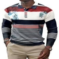 WRCNOTE MENI T majice Geometrijski print Polo majica rezervacija izrez TEE Office Color Blow Bluza Dugi