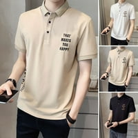 Sunsunrise Korean Style rever gumb izrez kratkih rukava Muška majica Majica Ljetno slovo Ispis Slim Fit Casual Top Streetwear