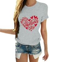 Pxiakgy Day Valentinovo Kratki tisak Sretni vrhovi O Love T rukava Košulja Ženska bluza Ležerna ženska
