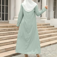 Ženske haljine ljetne haljine za patentne košuljene boje dugih rukava haljina za dugih rukava Ramadan