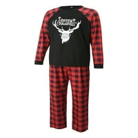 Fanvereka Božić roditelj-dječji pidžami blok pisma glave jelena Ispis dugih rukava okrugli pulover pulover