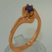 Britanci napravio je 10k ružičasti zlatni prsten za angažman ametist - Opcije veličine - veličine 5,75