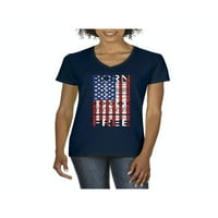 Normalno je dosadno - Ženska majica s kratkim rukavima V-izrez, do žena veličine 3xl - američka zastava