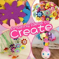 Cvjetni obrt za djecu - Napravite vlastiti cvjetni buket sa gumbima i filc cvijeće, vazni umjetnički igrački i zanatski projekt za djecu, DIY Aktivnost Poklon za dječake i djevojke