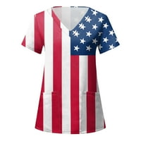 Košulje za žene Grafički dan Neovisnosti za ispis Svakodnevne ljetne košulje za O vratu Torbe American