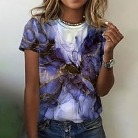Ljetne košulje za žene Trendy, grafičke majice za žene Ljeto Print Solid Trendy Tops kratki rukav Crewneck