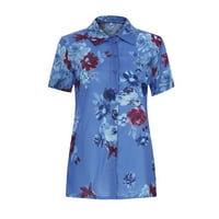 Clearance Majice kratkih rukava za žene Ležerne prilike Ljeto dolje V izrez Henleys bluza Cvjetni ispisani labavi fit tunički vrhovi