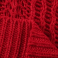 Modne žene šivanje V-izrez Pleteni džemper sa dugim rukavima, casual vrhovi crveni s