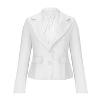 Qolati Žene Jesen Ležerne bluže trendi dugih rukava s dugim rukavima prednja jakna za blejzerbu casual poslovnih uredskih jakne