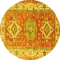 Ahgly Company Machine Persible Okrugli okrugli geometrijske žute tradicionalne prostirke, 6 'Round