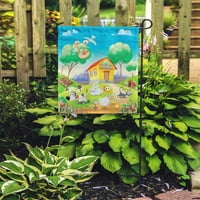 Pejzaž dom smiješni crtani i vrtni karakter Pas Nature Nature Garden Zastava Dekorativna zastava Kuća
