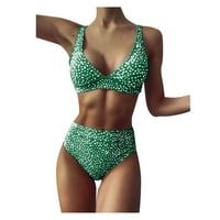 Entyinea ženski kupaći kostimi dva vikana vreta bikini setovi tiskani kupaći odijelo zeleno xl