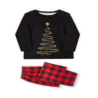 Božićne pidžame za obitelj Xmas Tree Ispis dugih rukava + kantalni pantalone od elastičnih struka koji