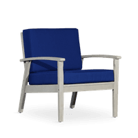 Akcentna stolica, tapacirana fotelja duboko sjedište eukaliptus stolica, eukaliptusova stolica za čitanje drvenog okvira za unutarnji vrt na otvorenom, travnjak i vrt, siva završna obrada + mornarice