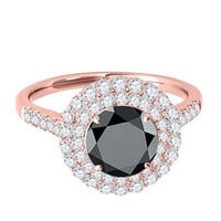 Aonejewelry 1. ct. TTW halo antikni dizajn crni dijamantni zaručnički prsten u zlatu od 14k ruža