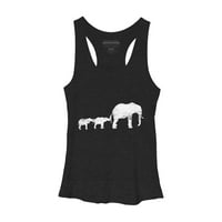 Ljubitelj životinja Poklon Afrika Safari Životinje Porodični slont Žene Crni Heather GRAFIC RACERBACK TOP TOP - Dizajn ljudi XL