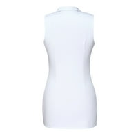 Mini haljine za žene Ljeto Žene V izrez Vintage ured Dame Solid Bodycon haljine mini haljine bez rukava bijeli s