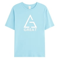 Muška majica za vježbanje mužjak ljetni casual trokut Print bluza s kratkim rukavima okrugli vrat majica plave xxl