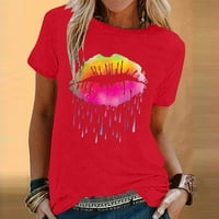 Odjeća za uklanjanje žena odozgo za čišćenje Žene Rainbow usne Ispiši labavi fit košulje Crewneck bluze
