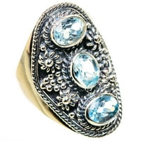 Velika plava topaz veličina prstena - Ručno rađena boho vintage nakit RING133332