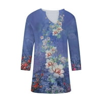 Ženski vrhovi na klirensu jeseni casual vintage cvjetne majice za print majice Dame Dressy Bluze sa kosim tipkama