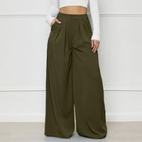 Hlače visokog struka Prodaja modnih casual solidnih elegantnih džepova širine širine hlače za noge pantalone