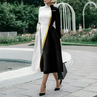 Haljine Jiyugala za ženske ležerne zimske jesene dugih rukava Sumn Summer Bib ovratnik Slim Print modna