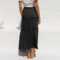 Ženska ljetna modna casual vučna crta tanka i suknja puna elastična struka dugačka suknja