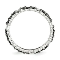 Le & Lu Sterling Silver Silver Spackanje Polirani crni dijamantni prsten LAL11755