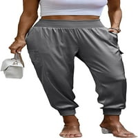 Singreal ženske satenske jogger hlače casual pantalone za dugih salona visokih struka sa džepovima