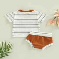 Binweede Baby Boys ljetne odjeće, kratki rukav Striped džep za ispisu + kratke hlače