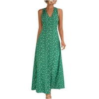 Ljetna maxi haljina za žene Prodaja Cvjetni print Fit Vintage bez rukava Boho Beach Odmor bez leđima