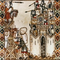 Opsada utvrđenog grada. NSpanish Rukosnicke za rukopis, C. 1257-74. Poster Print by