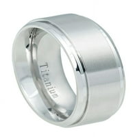 Bijeli titanijumski korak ivica četkani centar za vjenčani prsten za muškarce ili dame