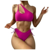 Ženski seksi jedan trokut na ramenu Bikini Set Mid Stekani kostim kostim od kupaćeg kostim kupaćim kostima