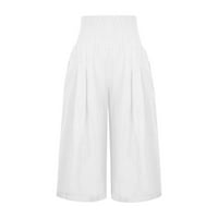 Dyegold ženske posteljine hlače visoke struk široke pantalone za noge Ljetne casual labave kapri palazzo