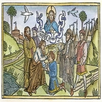 Mojsije blagossing Joshua Nmozes blagoslivlja klečeći Jošua i uvode ga u rukovodstvo izraelske drvorez