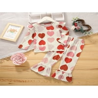 Arvbitana Toddler Baby Girls Walentinovo Pulover majica Top Heart Print Dugih rukava Visoki struk povremene