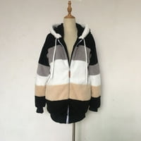 Ženski kaput, jakna sa kapuljačom, zimska jakna, moda, topla kapuljač, pulover, jakne, zip, plišana jakna, jakna od runa, vrhovi, crna, xl