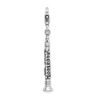 Jewels Sterling Silver 3-D Antikneta klarinet W Charm koplja