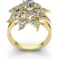 Pravi 2Ct okrugli rez Diamond Dame Ladies Flower Solitaire Golvers Angažman prsten od punog 18k ruža,