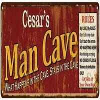 CESAR-ov man pećina pravila crveni metalni znak 106180004139