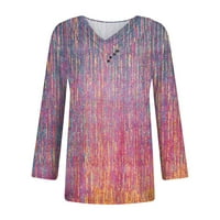 Duks bazyrey za žene dugih rukava Trendi gradijent labavi bluze V-izrez casual pulover ružičasta 2xl
