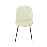 Art Leon Moderne stolice za trpezarije 2, FAU kožna gumba Tufated Tapacirane bočne stolice, Off-White