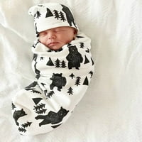 Baby cvjetni rastezanje Spava za spavanje Swaddle pokrivač glava glava