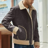 Muškarci plus veličina zimski kaput rever ovratnik dugih rukava podstavljena kožna jakna Vintage zgušnjava