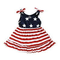 Kukoosong 4. jula Dječja odjeća Toddler Baby Girl Haljine Striped Dan nezavisnosti Dječja zvijezda Slabljenje